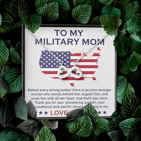 To My Military Mom, Infinity Hearts Necklace, Birthday, Mother's Day, Christmas, Anniversary, Gift For Her Valentine's Day, Jewelry For Mom, Customized Pendant For Mom