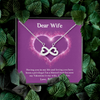 Dear Wife, Infinity Hearts Necklace With I'm A Blessed Man Because My Valentine's Is My Wife Custom Message Card, Pendant For Her, Birthday, Anniversary, Jewelry For Her, Valentine's Day Gift
