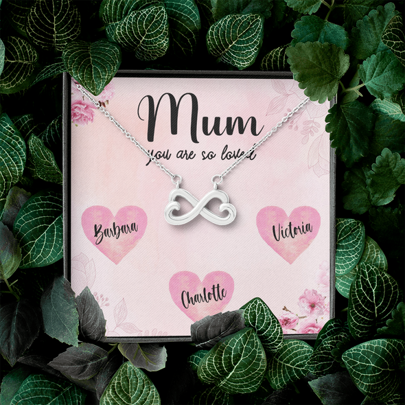 Mum Customized Pendant, Infinity Hearts Necklace, Customized Pendant For Her, Mother's Day Gift, Birthday Gift, Christmas, Anniversary, Gift For Her, Valentine's Day, Jewelry For Her