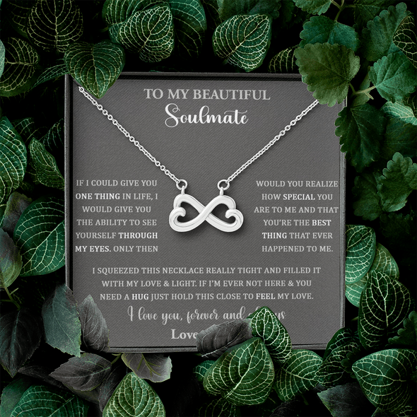 To My Beautiful Soulmate, Infinity Hearts Necklace, Custom Pendant, Christmas, Gift For Couple, Anniversary Gift, Birthday Present, Valentine's Day, Gift For Her, Wife