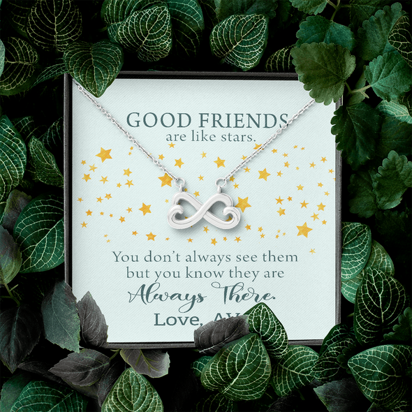 To My Good Friends, Infinity Hearts Necklace With You Know They Are Always There Message Card, Birthday, Gift For Her, Necklace for Her, Jewelry For Her, Customized Message Card
