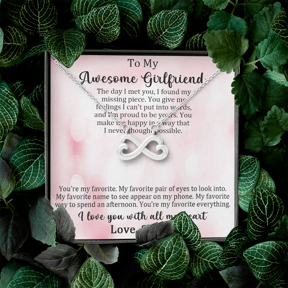 To My Awesome Girlfriend, Infinity Hearts Necklace, Customized Pendant For Her, Birthday Gift, Christmas, Anniversary, Gift For Her, Valentine's Day, Jewelry For Her