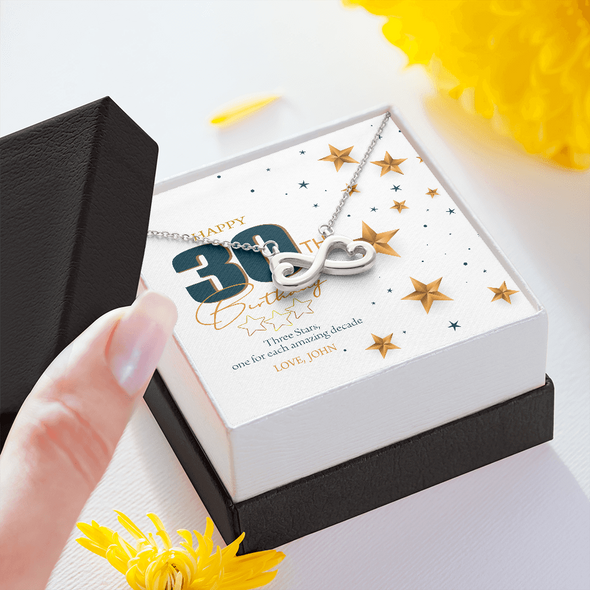 Customized Birthday Name & Age, Infinity Hearts Necklace, Gift For Mom/Wife/Girlfriend/Sister, Best Birthday Gift For Her, Jewelry For Her, Precious Gift For Her, Necklace For Her