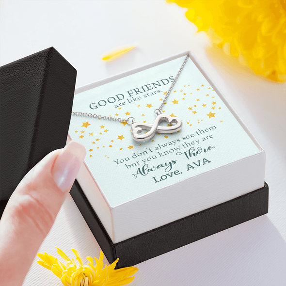 To My Good Friends, Infinity Hearts Necklace With You Know They Are Always There Message Card, Birthday, Gift For Her, Necklace for Her, Jewelry For Her, Customized Message Card