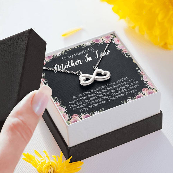Mother In Law Necklace With Message Card, I Appreciate You a Lot, Mother's Day Necklace, Infinity Necklace, Christmas Gift, Heart Necklace, Birthday Gift
