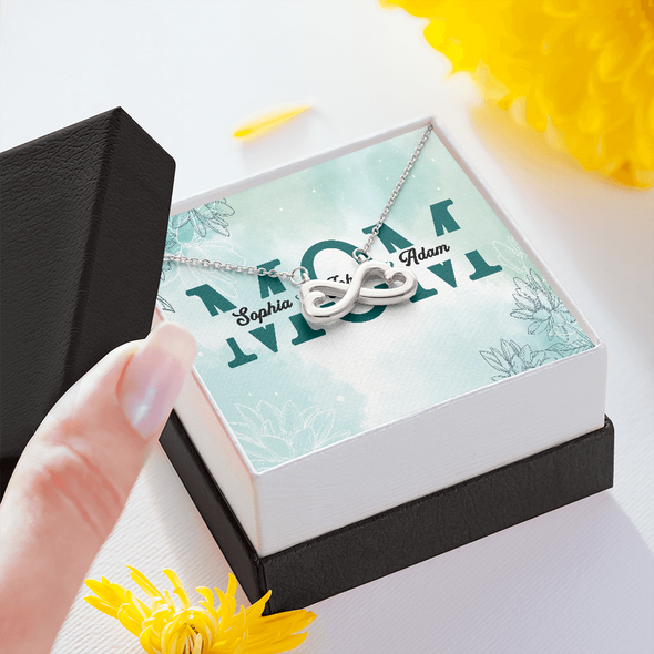 Mom Customized Pendant, Infinity Hearts Necklace, Customized Pendant For Her, Birthday Gift, Christmas, Anniversary, Gift For Her, Valentine's Day, Jewelry For Her