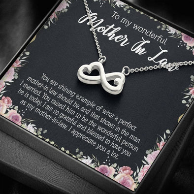 Mother In Law Necklace With Message Card, I Appreciate You a Lot, Mother's Day Necklace, Infinity Necklace, Christmas Gift, Heart Necklace, Birthday Gift