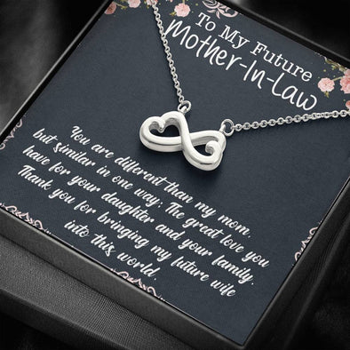 Future Mother In Law Necklace With Message Card, You Are Different Than My Son, Mother Day Necklace, Infinity Necklace, Birthday Gift, Mother in Law Gifts, Christmas Gift