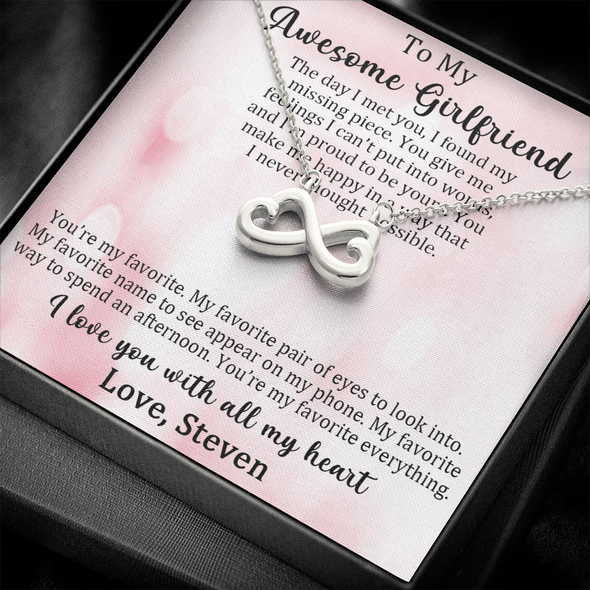 To My Awesome Girlfriend, Infinity Hearts Necklace, Customized Pendant For Her, Birthday Gift, Christmas, Anniversary, Gift For Her, Valentine's Day, Jewelry For Her