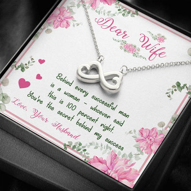 Dear Wife-You Are The Behind My Success Infinity Pendant, Couple Collection, Gift For Birthday, Anniversary, Valentine's Day, Couple Necklace, Infinity Shape Pendant