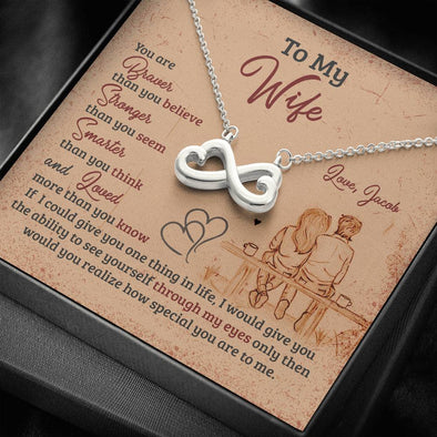 To My Wife, You Are Smarter Than You Think, Infinity Shape Love Necklace For Her, Jewelry For Her, Personalized Necklace, Couple Accessories, Custom Gift