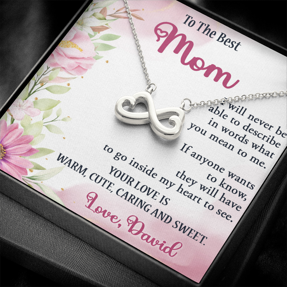 To The Best Mom, Infinity Hearts Necklace, Gift For Mom, Mother's Day Special Gift, Mom's Birthday Gift, Custom Pendant for Mom, Necklace for Mom, Precious Gift For Mom