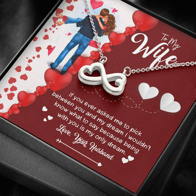 Valentine's Day Gift For Your Wife, Being With You Is My Only Dream Infinity Necklace, Couple Gifts, Infinity Forever Pendant, Present For Wife, Gold/Silver Jewelry