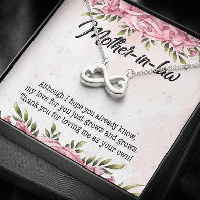 Future Mother In Law Necklace With Message Card, Thank You For Loving Me As Your Own, Mother in Law Jewelry, Mother Day Necklace, Infinity Necklace, Birthday Gift