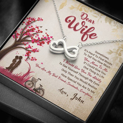 To My Wife Infinity Love Necklace, Pendant With Message Card, To My Wife You Are My Best Friend, Jewelry For Her, Customized Couple Gifts, Silver Pendant