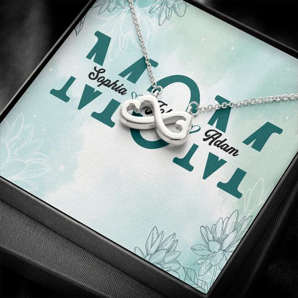 Mom Customized Pendant, Infinity Hearts Necklace, Customized Pendant For Her, Birthday Gift, Christmas, Anniversary, Gift For Her, Valentine's Day, Jewelry For Her