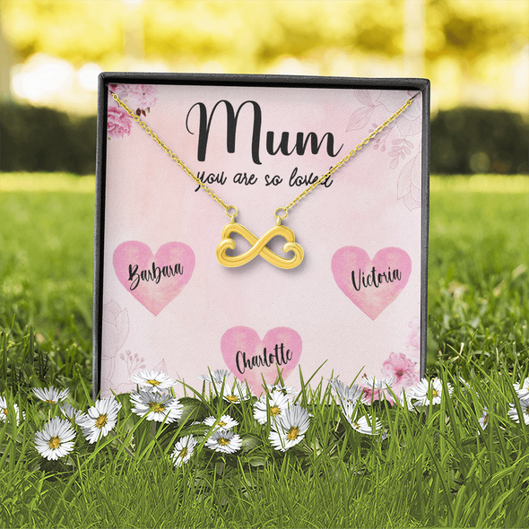 Mum Customized Pendant, Infinity Hearts Necklace, Customized Pendant For Her, Mother's Day Gift, Birthday Gift, Christmas, Anniversary, Gift For Her, Valentine's Day, Jewelry For Her