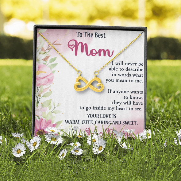 To The Best Mom, Infinity Hearts Necklace, Gift For Mom, Mother's Day Special Gift, Mom's Birthday Gift, Custom Pendant for Mom, Necklace for Mom, Precious Gift For Mom