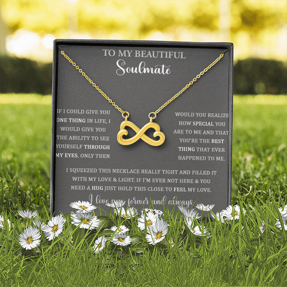 To My Beautiful Soulmate, Infinity Hearts Necklace, Custom Pendant, Christmas, Gift For Couple, Anniversary Gift, Birthday Present, Valentine's Day, Gift For Her, Wife