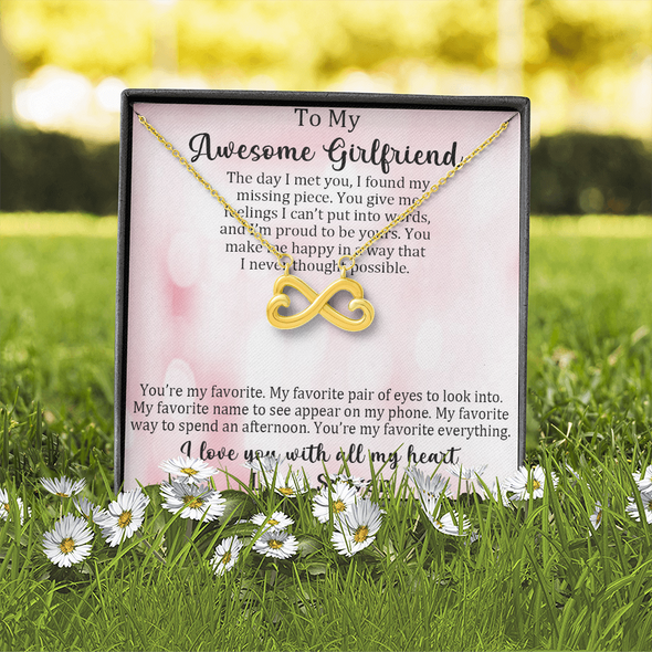 To My Awesome Girlfriend, Infinity Hearts Necklace, Customized Pendant For Her, Birthday Gift, Christmas, Anniversary, Gift For Her, Valentine's Day, Jewelry For Her