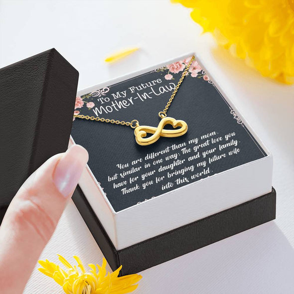 Future Mother In Law Necklace With Message Card, You Are Different Than My Son, Mother Day Necklace, Infinity Necklace, Birthday Gift, Mother in Law Gifts, Christmas Gift