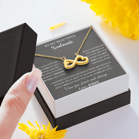 To My Beautiful Soulmate, Infinity Hearts Necklace, Custom Pendant, Christmas, Gift For Couple, Anniversary Gift, Birthday Present, Valentine's Day, Gift For Her, Wife
