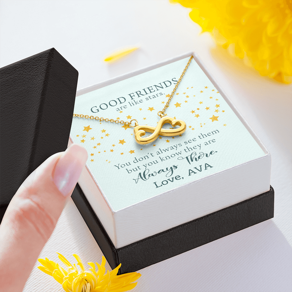 To My Good Friends, Infinity Hearts Necklace With You Know They Are Always There Message Card, Birthday, Gift For Her, Necklace for Her, Jewelry For Her, Customized Message Card