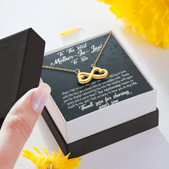 Future Mother In Law Necklace With Message Card, Thank You For Sharing Your Son, Mother in Law Jewelry, Mother Day Necklace, Infinity Necklace, Birthday Gift, Christmas Gift, Mother in Law Jewelry