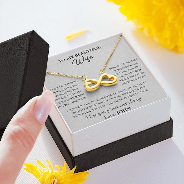 To My Beautiful Wife, Infinity Hearts Necklace, Customized Pendant For Her, Birthday Gift, Christmas, Anniversary, Gift For Her, Valentine's Day, Jewelry For Her
