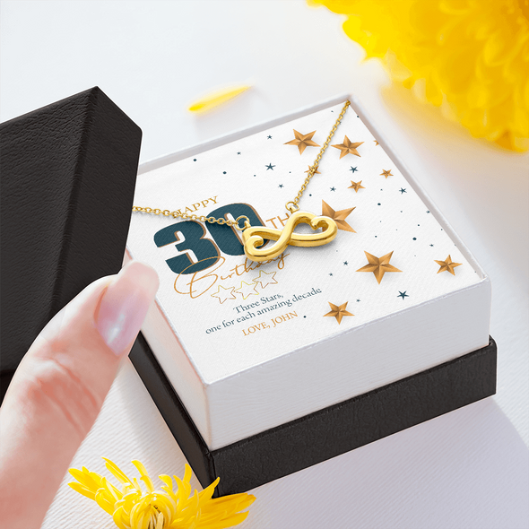 Customized Birthday Name & Age, Infinity Hearts Necklace, Gift For Mom/Wife/Girlfriend/Sister, Best Birthday Gift For Her, Jewelry For Her, Precious Gift For Her, Necklace For Her