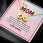 To My Mom, Infinity Hearts Necklace With Your Smile Brightens Like Morning Rays Shines On The Hills Message Card, Mother's Day Gift, Pendant For Her, Birthday Gift, Jewelry For Her