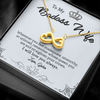 My Badass Wife, Infinity Hearts Necklace With Straighten Your Crown And Remember I Will Love You Always Message Card, Jewelry For Her, Birthday, Gift For Her, Pendant For Her, Customized Message Card