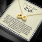 To My Beautiful Wife, Infinity Hearts Necklace With I Love You More Than Words Can Say Message Card, Pendant For Her, Birthday, Anniversary, Gift For Her, Jewelry For Her
