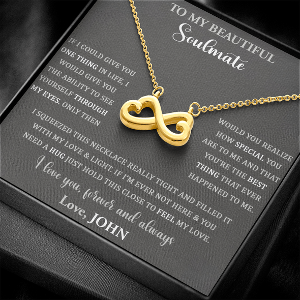 To My Beautiful Soulmate, Infinity Hearts Necklace, Custom Pendant, Christmas, Gift For Couple, Anniversary Gift, Birthday Present, Valentine's Day, Gift For Her, Wife
