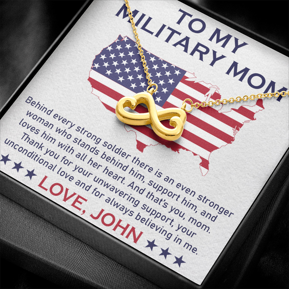 To My Military Mom, Infinity Hearts Necklace, Birthday, Mother's Day, Christmas, Anniversary, Gift For Her Valentine's Day, Jewelry For Mom, Customized Pendant For Mom