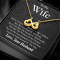 To My Wife, Infinity Hearts Necklace With You Are The Queen Of This Family Message Card, Anniversary, Birthday, Gift For Her, Jewelry For Her, Pendant For Her