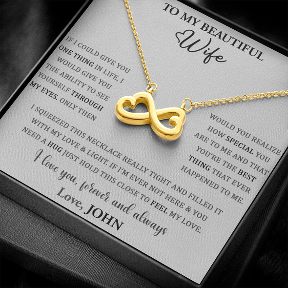 To My Beautiful Wife, Infinity Hearts Necklace, Customized Pendant For Her, Birthday Gift, Christmas, Anniversary, Gift For Her, Valentine's Day, Jewelry For Her