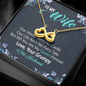 To My Wife, Infinity Hearts Necklace With You Are My Queen Forever Message Card, Jewelry For Her, Anniversary, Birthday, Gift For Her, Pendant For Her