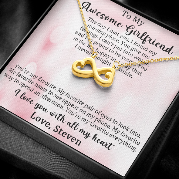To My Awesome Girlfriend, Infinity Hearts Necklace, Customized Pendant For Her, Birthday Gift, Christmas, Anniversary, Gift For Her, Valentine's Day, Jewelry For Her