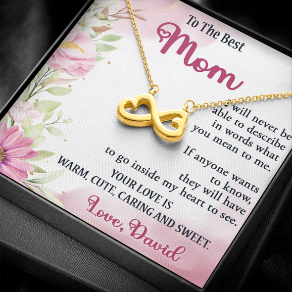 To The Best Mom, Infinity Hearts Necklace, Gift For Mom, Mother's Day Special Gift, Mom's Birthday Gift, Custom Pendant for Mom, Necklace for Mom, Precious Gift For Mom