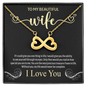 To My Beautiful Wife, Infinity Hearts Necklace With I Would Give You The Ability To See Yourself Through My Eyes Message Card, Birthday, Gift For Her, Jewelry For Her, Pendant For Her