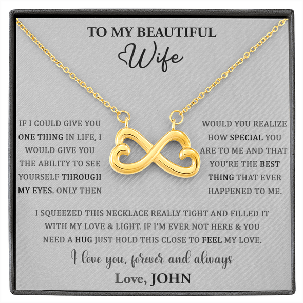 To My Beautiful Wife, Infinity Hearts Necklace, Customized Pendant For Her, Birthday Gift, Christmas, Anniversary, Gift For Her, Valentine's Day, Jewelry For Her