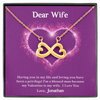 Dear Wife, Infinity Hearts Necklace With I'm A Blessed Man Because My Valentine's Is My Wife Custom Message Card, Pendant For Her, Birthday, Anniversary, Jewelry For Her, Valentine's Day Gift