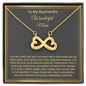 To My Boyfriend's Wonderful Mom, Infinity Hearts Necklace With Thanks For Raising The Man Of My Dream Message Card, Mother's Day Gift, Birthday, Anniversary, Gift For Her, Pendant For Her, Jewelry For Her