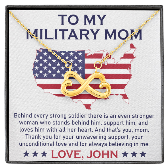To My Military Mom, Infinity Hearts Necklace, Birthday, Mother's Day, Christmas, Anniversary, Gift For Her Valentine's Day, Jewelry For Mom, Customized Pendant For Mom