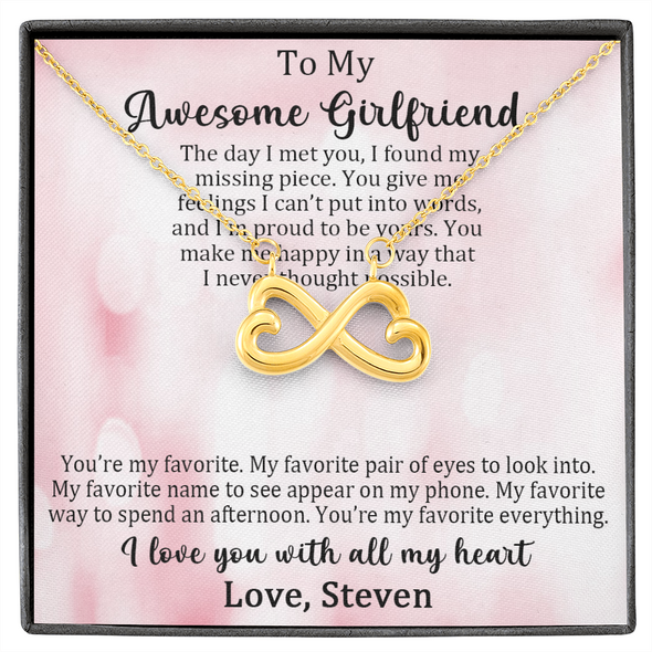 To My Awesome Girlfriend, Infinity Hearts Necklace, Customized Pendant For Her, Birthday Gift, Christmas, Anniversary, Gift For Her, Valentine's Day, Jewelry For Her