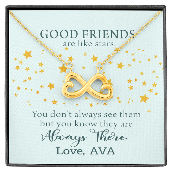 To My Good Friends, Infinity Hearts Necklace With You Know They Are Always There Message Card, Birthday, Gift For Her, Necklace for Her, Jewelry For Her, Customized Message Card