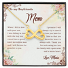 To My Boyfriend's Mom, Infinity Hearts Necklace With Thank You For Welcoming Me Into The Family Message Card, Mother's Day Gift, Birthday, Anniversary, Jewelry For Her, Customized Message Card