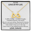 To Love Of My Life, Infinity Hearts Necklace, Customized Pendant For Her, Birthday Gift, Christmas, Anniversary, Gift For Her, Valentine's Day, Jewelry For Her