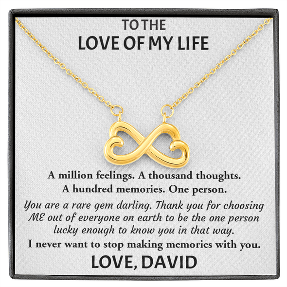 To Love Of My Life, Infinity Hearts Necklace, Customized Pendant For Her, Birthday Gift, Christmas, Anniversary, Gift For Her, Valentine's Day, Jewelry For Her